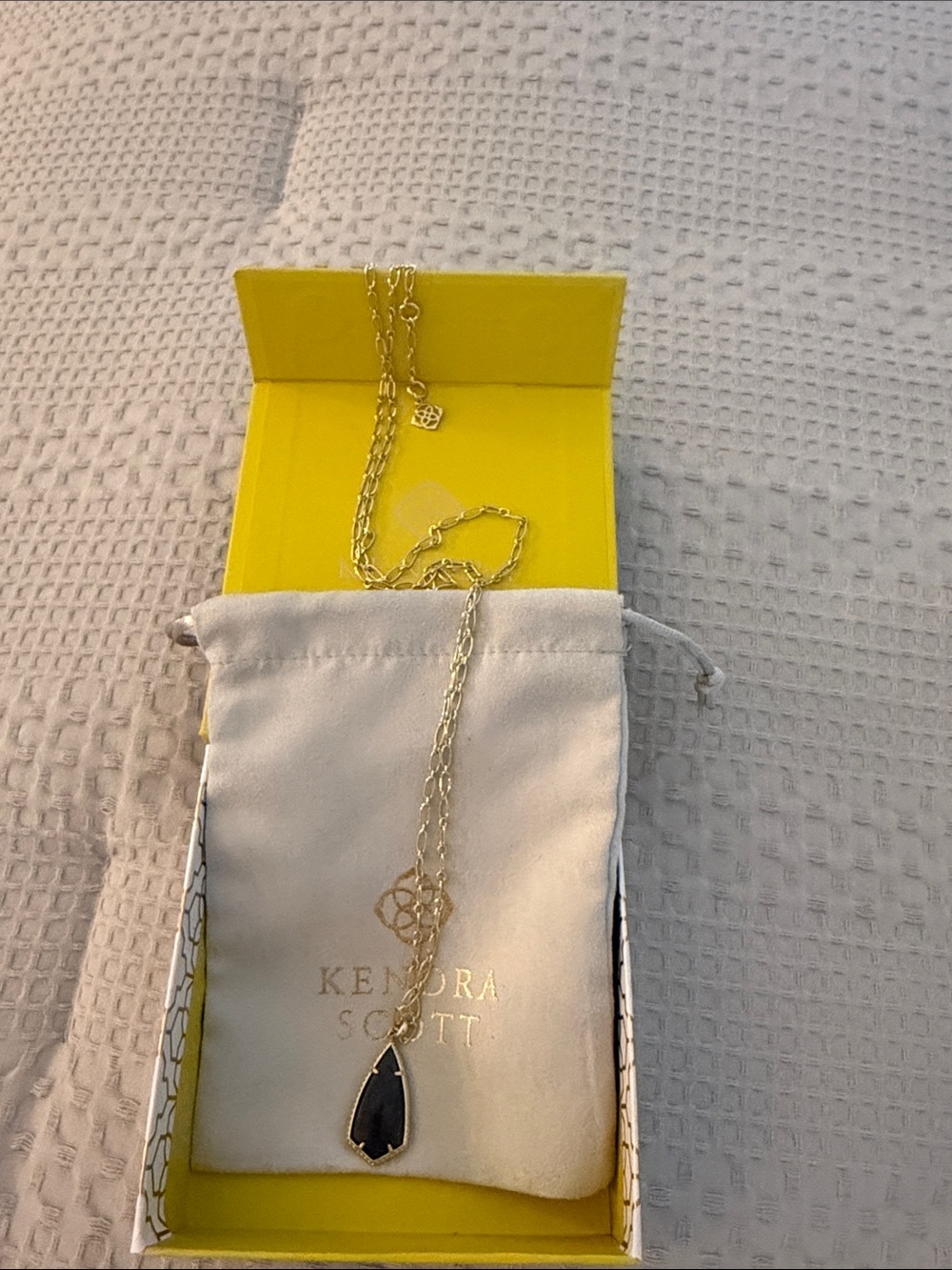 Kendra Scott Gold Necklace with Black Teardrop Pendant